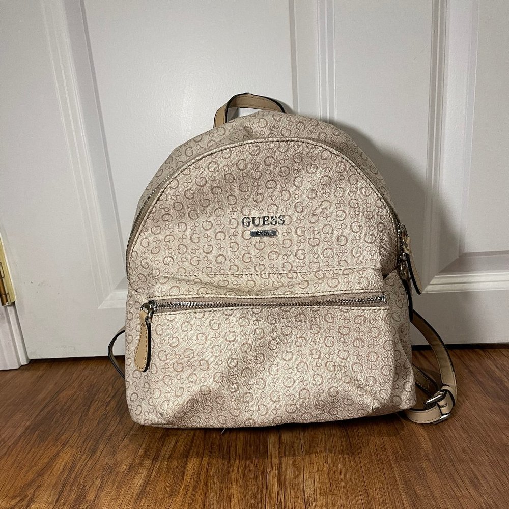 Guess Mini Logo Backpack Cream